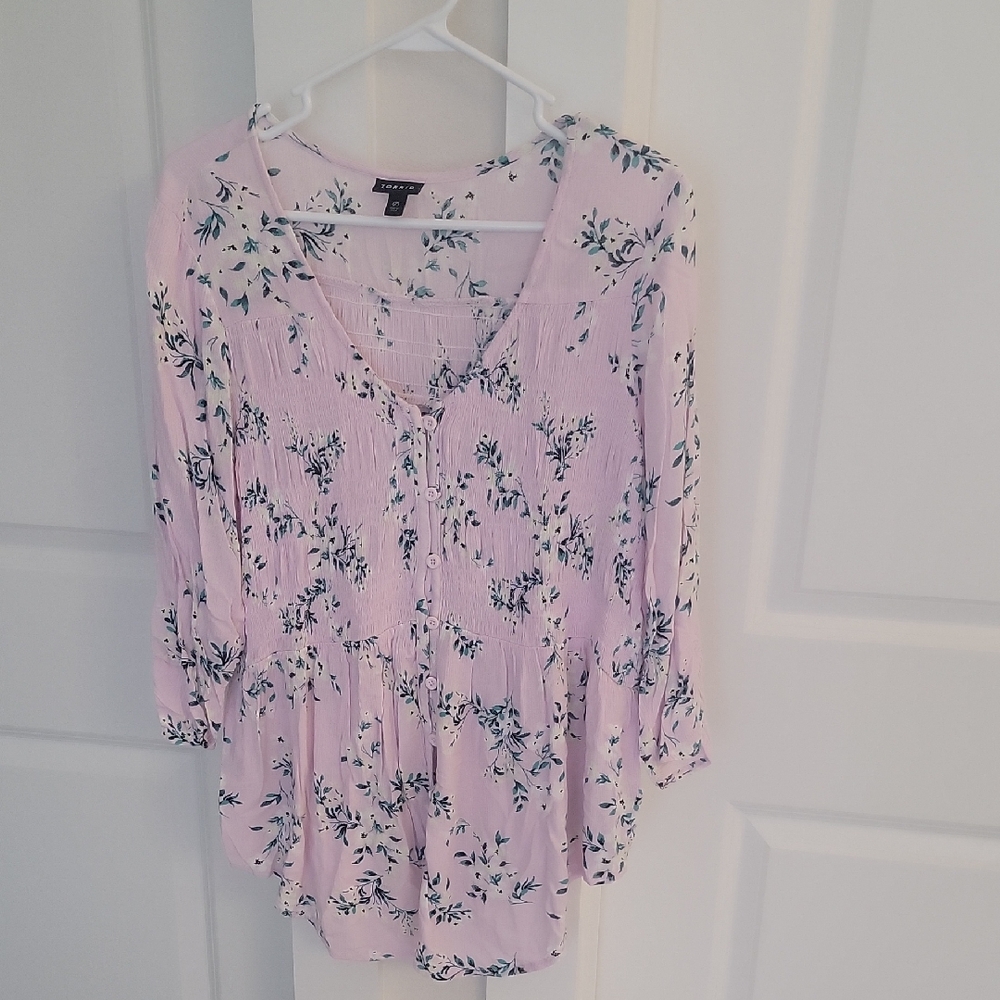 Torrid Light Pink Floral Blouse